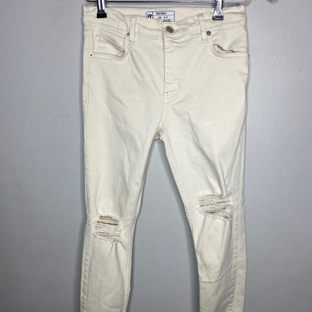 Free People Women’s Denim Ankle Denim Jeans White Size 27